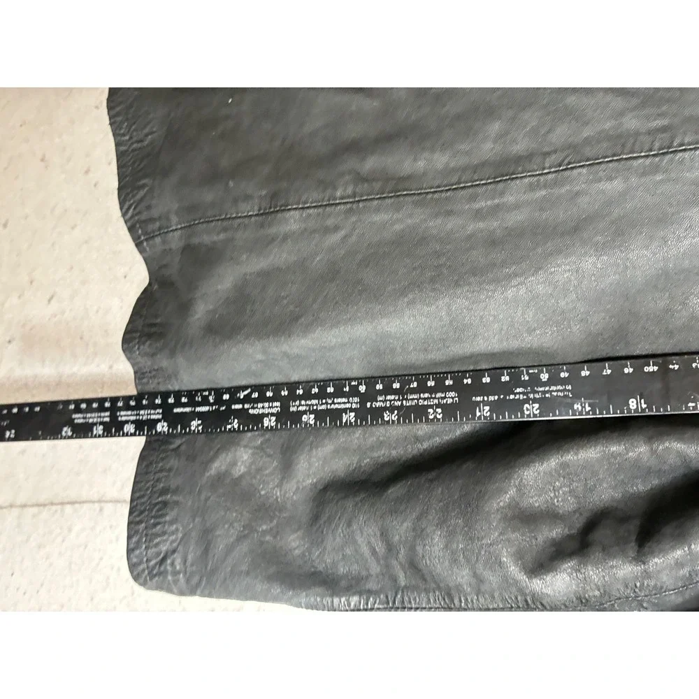 Luber Casual Mens Black Leather Button Front Jacket Coat Size 40 Vintage Style